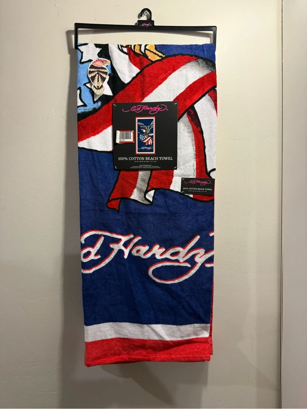ED HARDY Beach Towel USA flag eagle 36